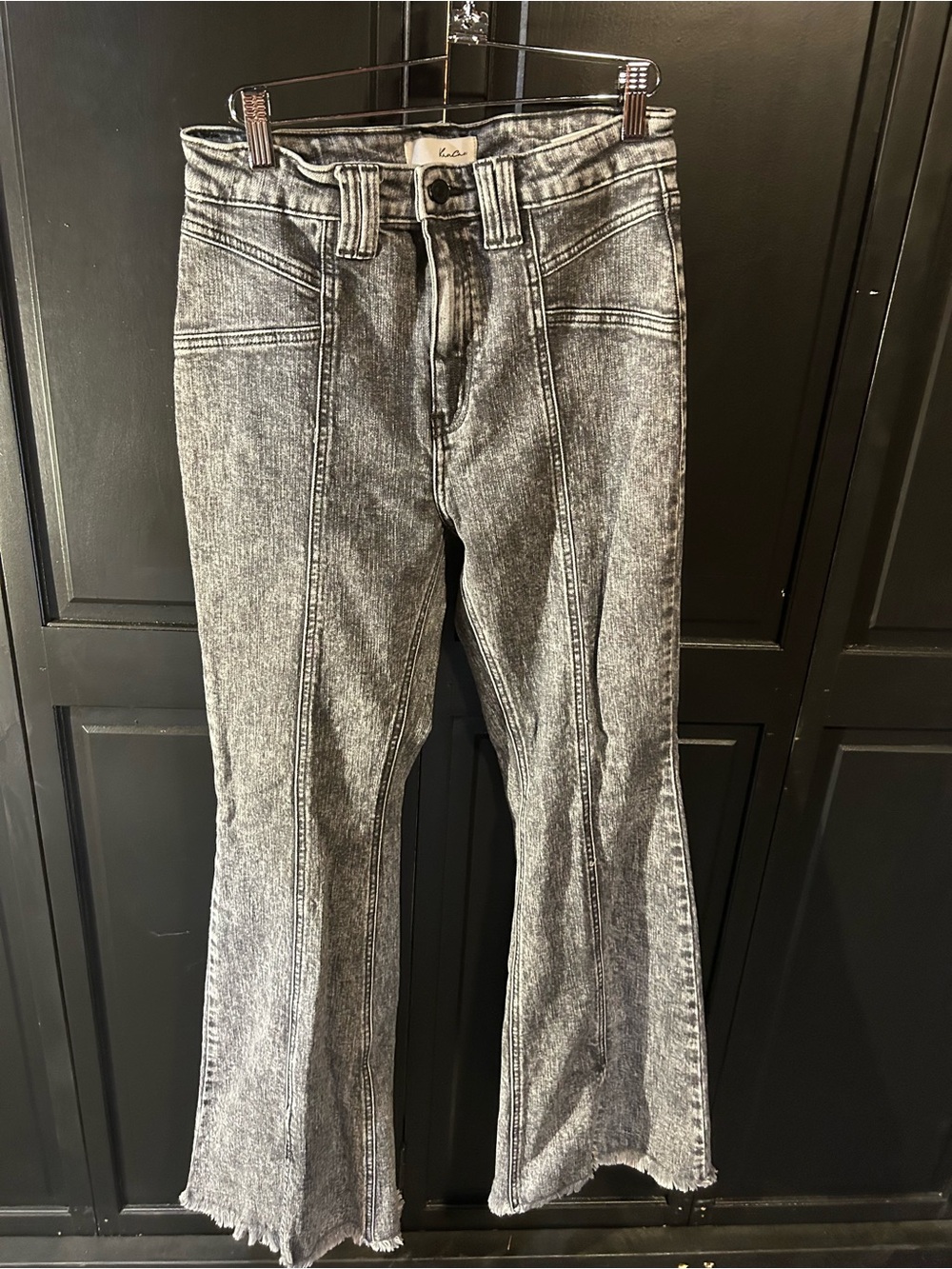 KanCan Women's Grey Acid-Wash Flare Jeans